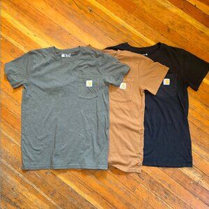 Carhartt Boys tshirts sz L 14/16, set of 3, olive/black/tan